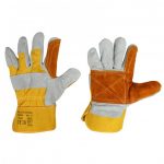 Manusi de protectie piele din bumbac cu intaritura in palma, pentru sudura, set 12 bucati, marimea 10