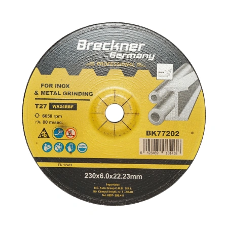 Panza disc flex pentru taiat si polizat inox T41 125x1.0x22mm Breckner Germany Cod: BK77190 Echivalență: DISGX09