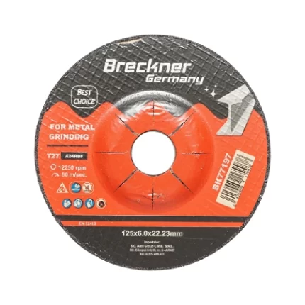 Panza disc flex pentru taiat si polizat metal T27 125x6.0x22mm Breckner Germany Cod: BK77197 Echivalență: DISGX16