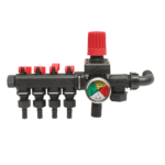 Distribuitor cu 4 cai si manometru cu glicerina pentru erbicidator (compatibil model polonez)