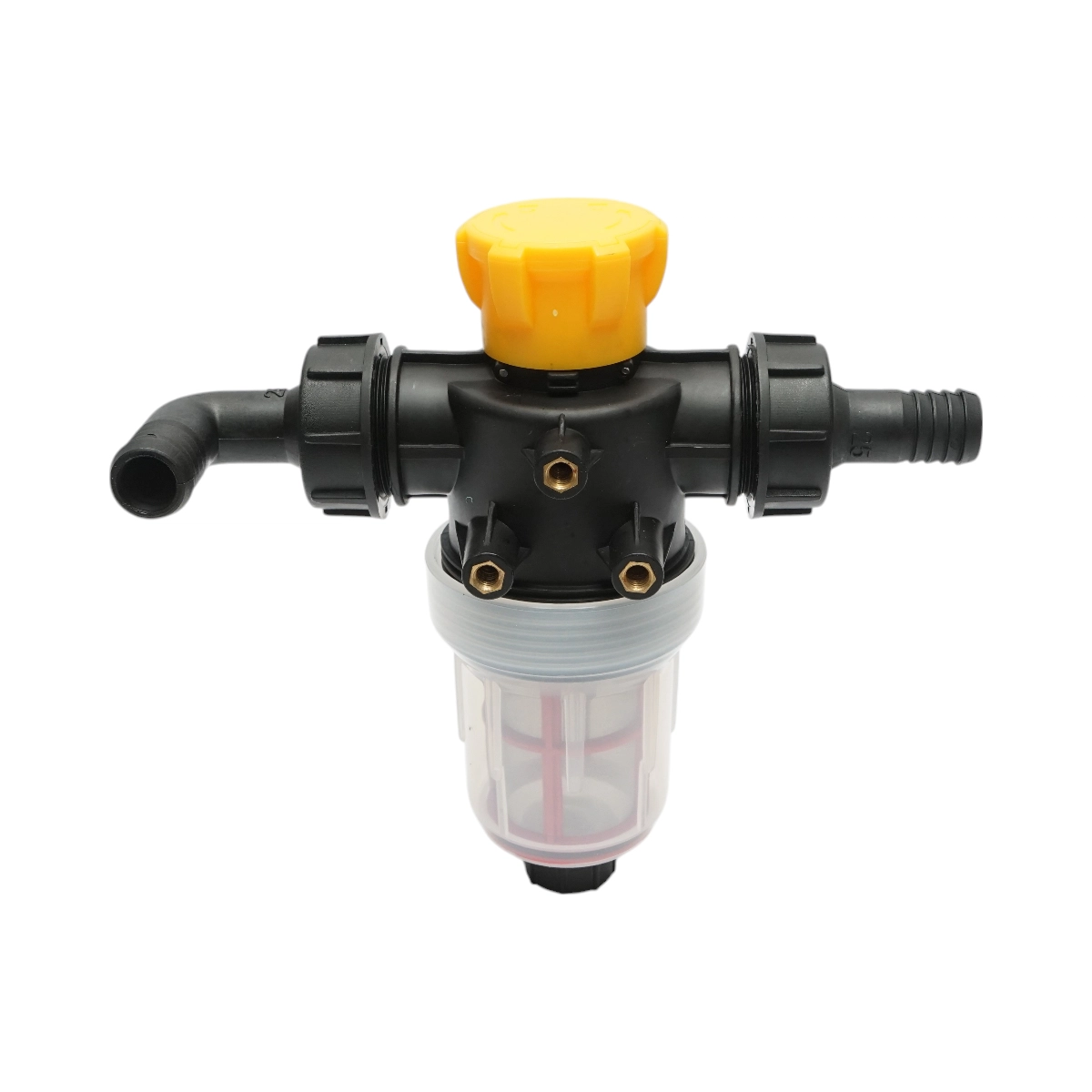 Filtru erbicidator transparent cu sita si valva autocuratare, racord 25mm 1 Filtru erbicidator transparent cu sita si valva autocuratare, racord 25mm - imagine 1