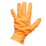 Manusi din nitril portocalii nepudrate cu textura diamond grip, marimea L, 50 buc/cutie - imagine 3