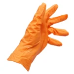 Manusi din nitril portocalii nepudrate cu textura diamond grip, marimea L, 50 buc/cutie - imagine 2