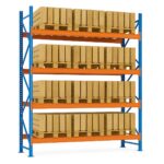 Raft depozitare paleti pe 4 niveluri, 2.7m lungime, 1m adancime, 3.2m inaltime,