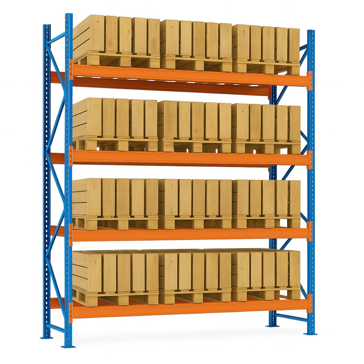Raft depozitare paleti pe 4 niveluri, 2.7m lungime, 1m adancime, 3.2m inaltime, Raft depozitare paleti pe 4 niveluri, 2.7m lungime, 1m adancime, 3.2m inaltime, - imagine 1