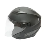 Casca moto tip jet neagra, model urban cu viziera transparenta si ochelari de soare, marimea XL