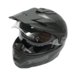 Casca motocross integrala negru mat cu viziera transparenta si ochelari de soare, marimea L Lion