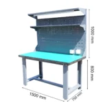Banc de lucru atelier cu priza 220V, panou perforat si iluminat LED 1500x750x800+1000mm