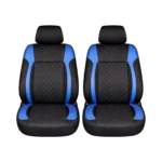 Set huse scaune auto universale Negru-Albastru Diamond, piele ecologica matlasata cu textil, fata + spate 9 piese - imagine 2