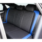 Set huse scaune auto universale Negru-Albastru Diamond, piele ecologica matlasata cu textil, fata + spate 9 piese - imagine 4