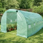 Solar de gradina 500x300x200cm, folie verde PE cu plasa 140g/mp UV, 1 usa, 10 ferestre, teava otel galvanizat 19mm THOR - imagine 2