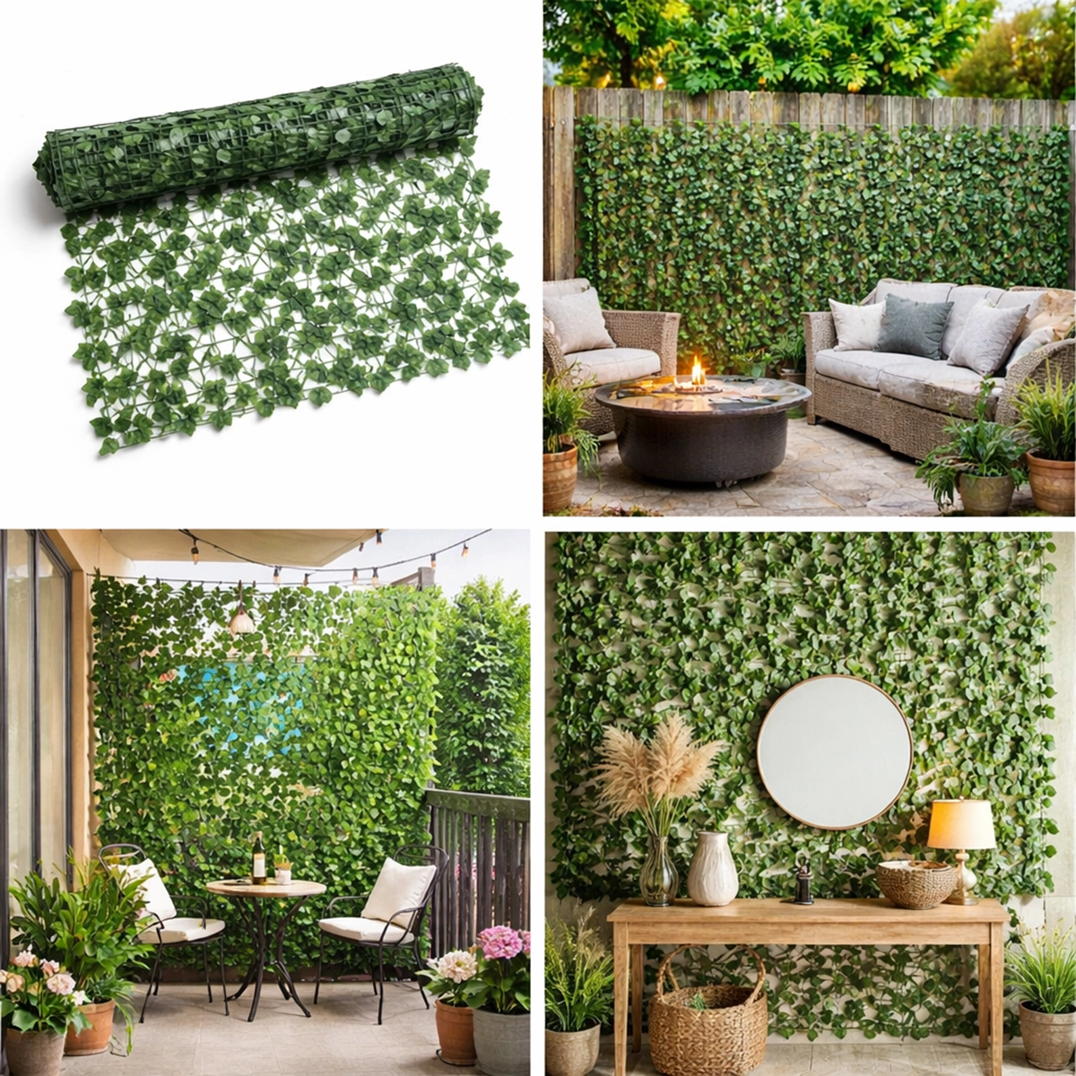 Gard viu artificial verde decorativ cu frunze iedera 300x100cm Gard viu artificial verde decorativ cu frunze iedera 300x100cm - imagine 1