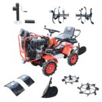 Minitractor agricol 4x4 diesel 17CP, 531cc, 3+1 viteze, 2 cutii de viteze, pornire electrica/manuala, latime lucru 1050mm cu freza, rarita, roti metalice, picior sprijin THOR