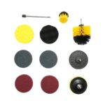Set perii rotative pentru curatare si polisare cu bormasina 50mm, 90mm, 100mm, bureti polisare, pad-uri abrazive, suport Velcro, prelungitor, prindere 1/4 inch, 12 piese Breckner Germany