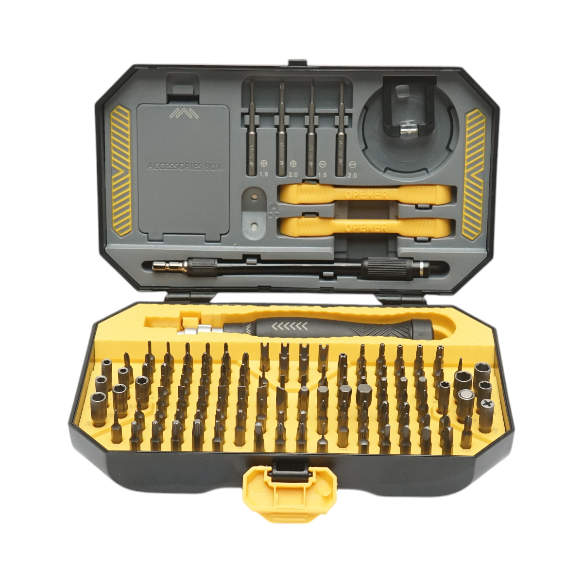 Trusa surubelnita de precizie profesionala cu biti torx, hex, cruce pentru electronice 145 piese Cr-V Trusa surubelnita de precizie profesionala cu biti torx, hex, cruce pentru electronice 145 piese Cr-V - imagine 1